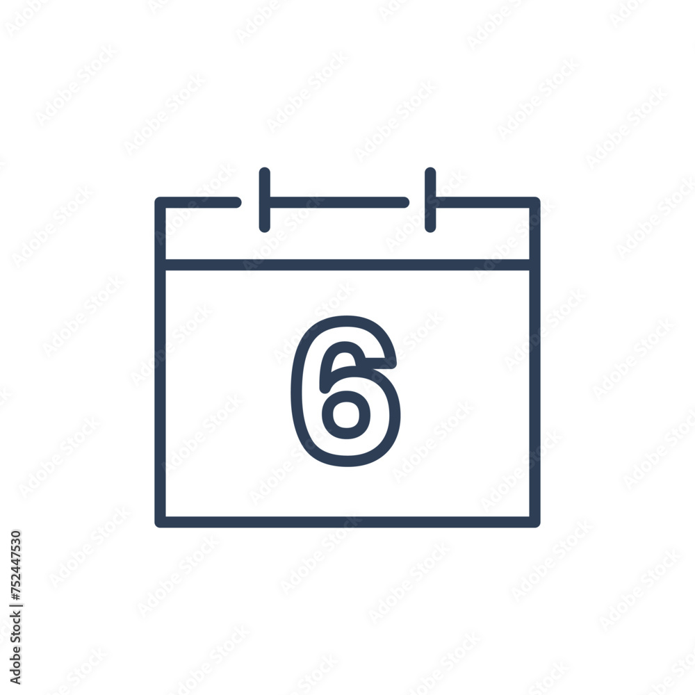 6 Calendar Icon, 6 Date Icon for Appointment Line icon 6 Calendar Icon, 6 Date Icon for Appointment Line icon