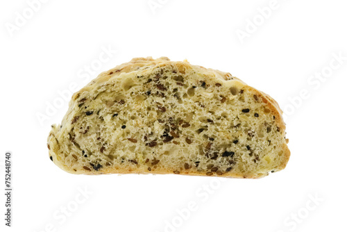 Homemade delicious bakery bread slice isolated background texture. Macro closeup.