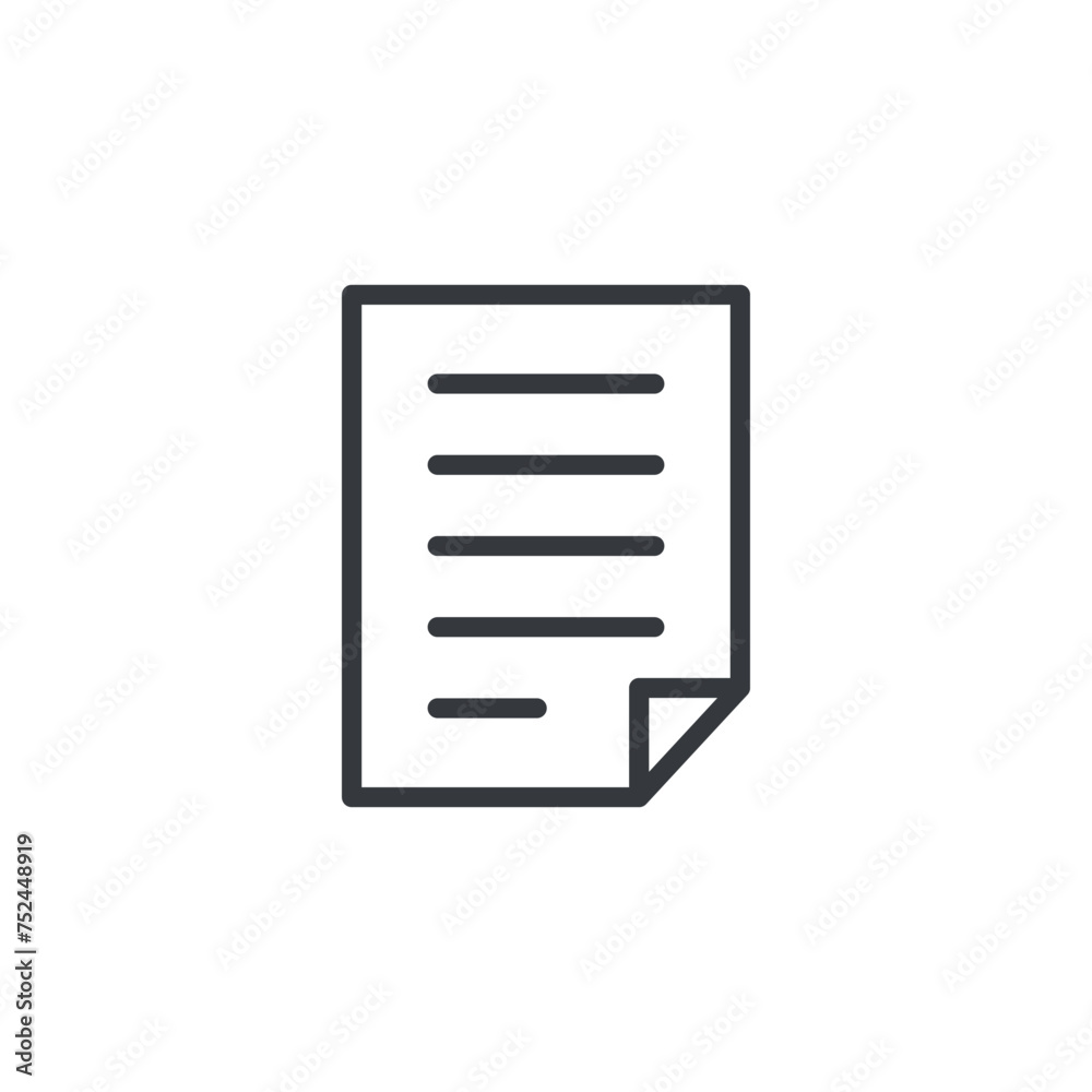 Document icon, Notepad icon, Paper symbol, vector icon isolated on white background Document icon, Notepad icon, Paper symbol, vector icon isolated on white background