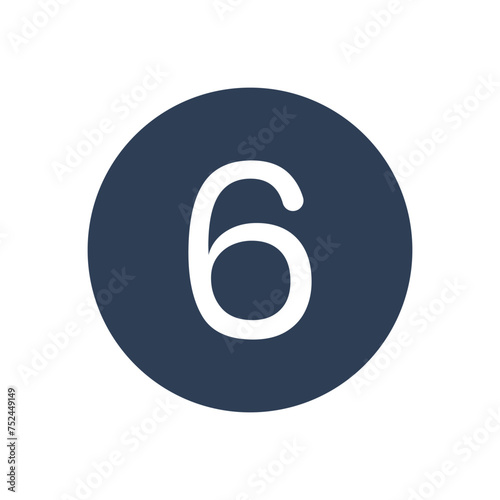 6 Icon Numeric Number inside Circle. Two Icon vector illustration