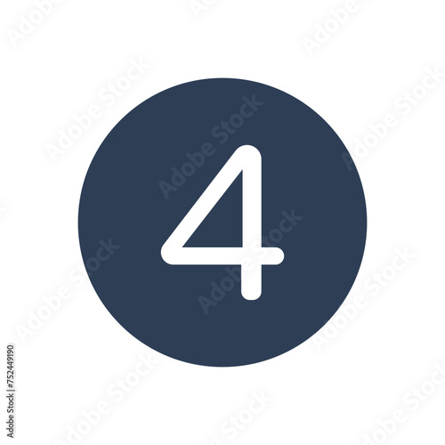 4 Icon Numeric Number inside Circle. Two Icon vector illustration
