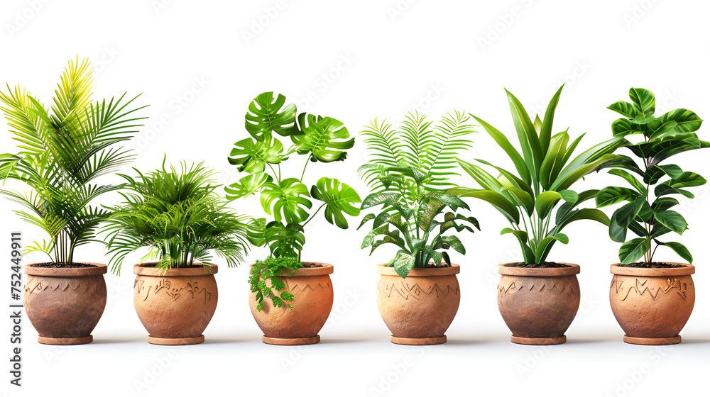 Green houseplants in pots add a touch of nature to the home, providing fresh air and a sense of growth and well-being.AI Generative