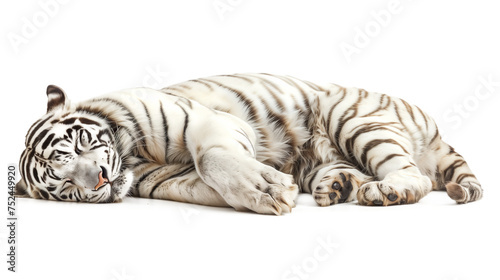White Bengal Tiger on white or transparent background. PNG