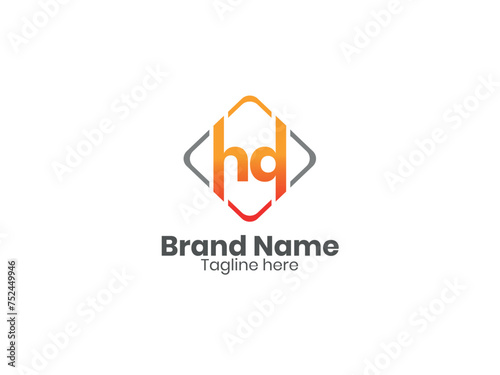 HD logo. DH letter. DH letter logo design . Initial letter HD monogram logo