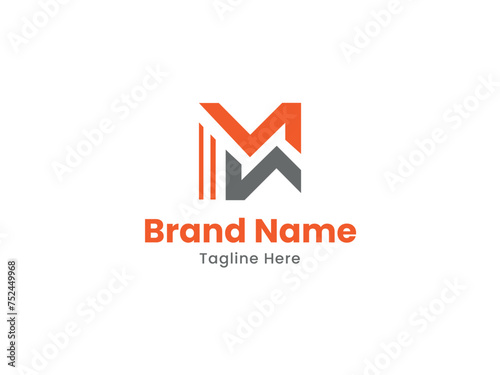 Initial letters MN logo icon. NM letter logo design vector with orange and gray colors. MN Letter Logo Design. 