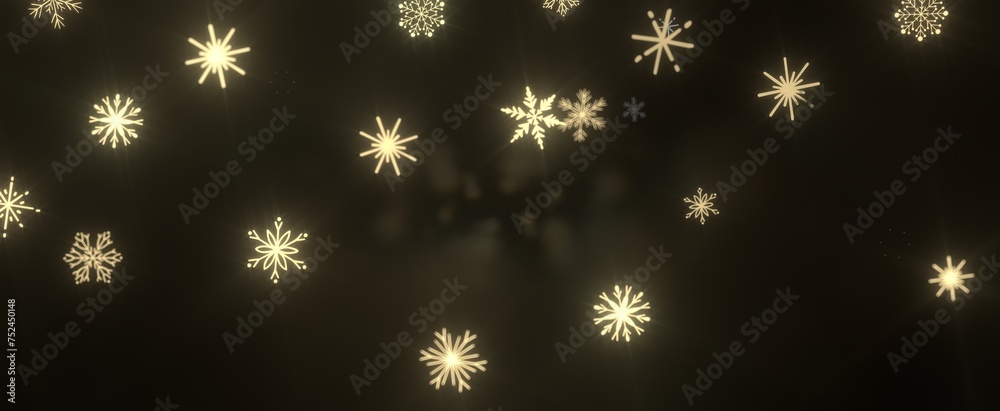 Snowflakes and bokeh lights on the blue Merry Christmas background. 3D render Snowflakes and bokeh lights on the blue Merry Christmas background. 3D render