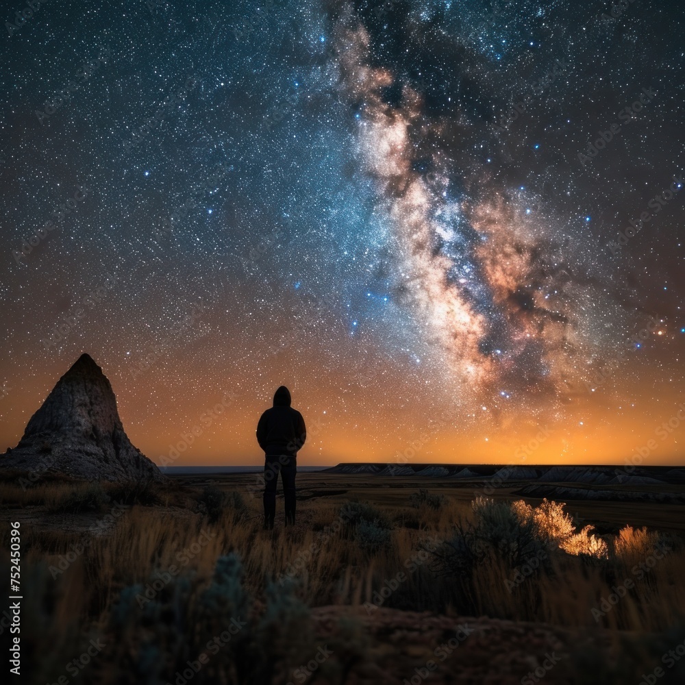 Anthropologist Learning from Ancient Cultures: Immersed in the Night Sky's Wisdom - Campfire Illuminating the Surrounding Landscape Anthropologist Learning from Ancient Cultures: Immersed in the Night Sky's Wisdom - Campfire Illuminating the Surrounding Landscape
