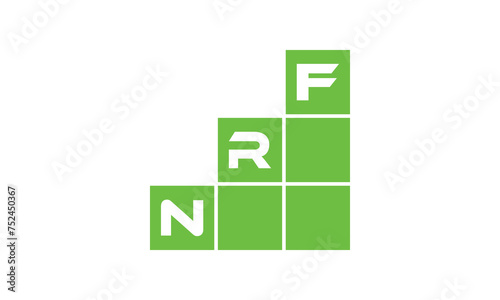 NRF initial letter financial logo design vector template. economics, growth, meter, range,  profit, loan, graph, finance, benefits, economic, increase, arrow up, grade, grew up, topper, company, scale photo