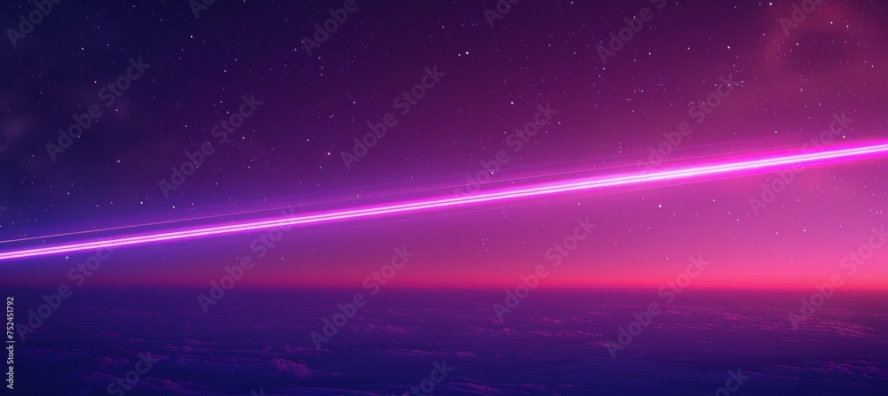 Fototapeta premium a purple neon light that is lit up a dark night sky Generative AI