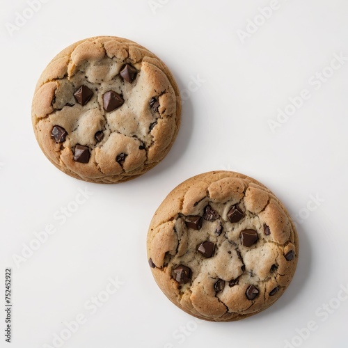 chocolate chip cookies on white 