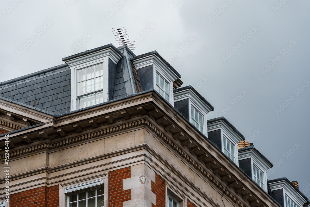 Low angle view of old luxury residential building in London