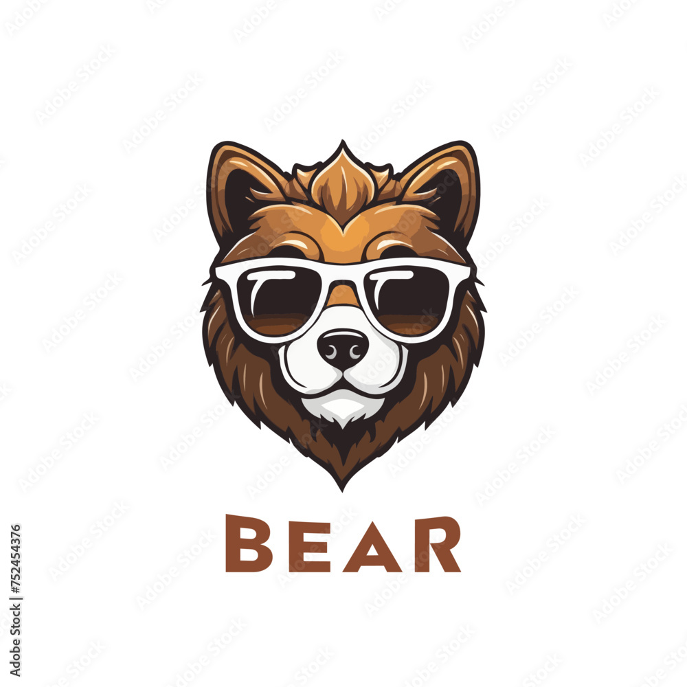 Obraz premium Creative Polar Bear with sun glass Logo Mascot. Esports gaming emblem of Bear, Sports Team emblem, Bear logo.