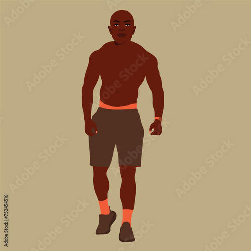 Bald head black man in elegant art style vector