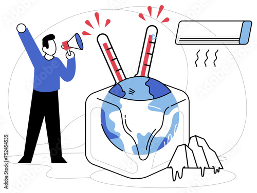 Hot climate vector illustration. The ambient warmth underscores ecological challenge a pervasive issue hot climate Ecosystems grapple with repercussions global warming, manifesting as critical hot
