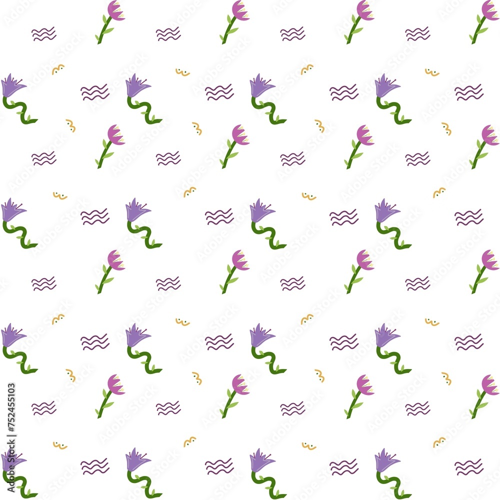 An endlessly repeating pattern of purple wildflowers. The pattern is ideal for printing on fabrics. An endlessly repeating pattern of purple wildflowers. The pattern is ideal for printing on fabrics.