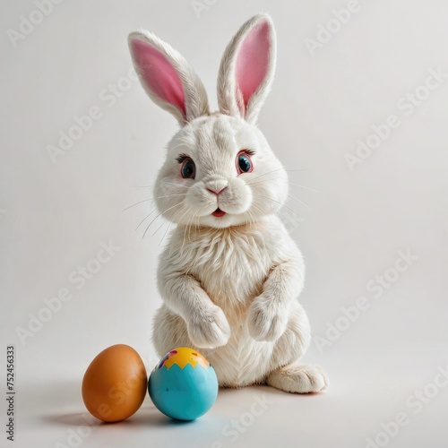 white bunny rabbit on a white background  © Deanmon