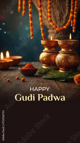 Gudi Padwa - Diwali stylish Template Festival background for Social Media