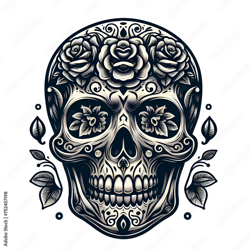 Skull design isolated on white background.
