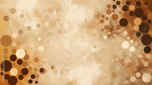 champagne color background with dark brown color abstract dots and rounds photo