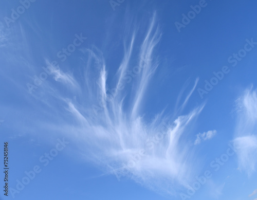 Feathery White Clouds in Blue Sky