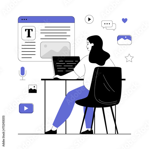 Content management concept. Content manager develops content strategy for web sites. Vector illustration with line people for web design.