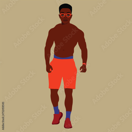 Afro black man in elegant art style vector