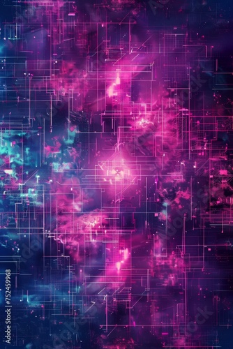 Background Texture Pattern in the Style of Quantum Computing Aesthetics - Designs inspired by the visual representation of quantum bits and computing processes created with Generative AI Technology