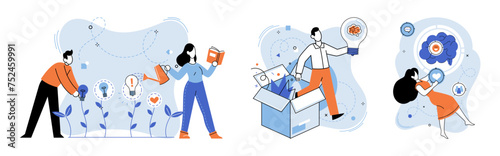 Thinking differently vector illustration. Your personality shines through when you embrace concept individualism In garden uniqueness, each idea is flower individuality Success is symphony played