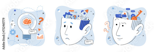 Mindset. Vector illustration. Positive thinking enhances self-awareness and personal development Imagination fuels innovation and pushes boundaries what is possible Contemplation and meditation