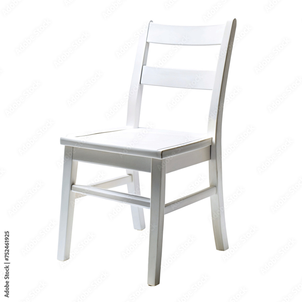 White wooden chair isolated on Transparent background.