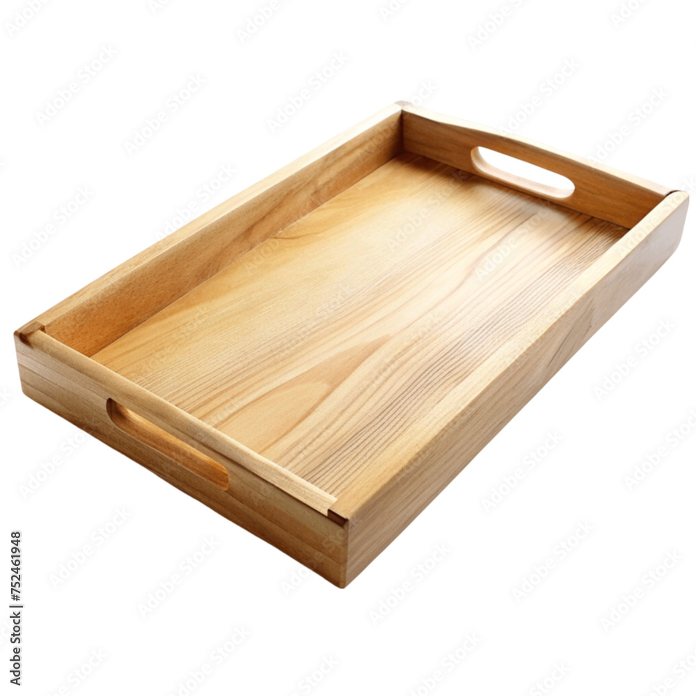One empty wooden tray isolated on Transparent background. One empty wooden tray isolated on Transparent background.