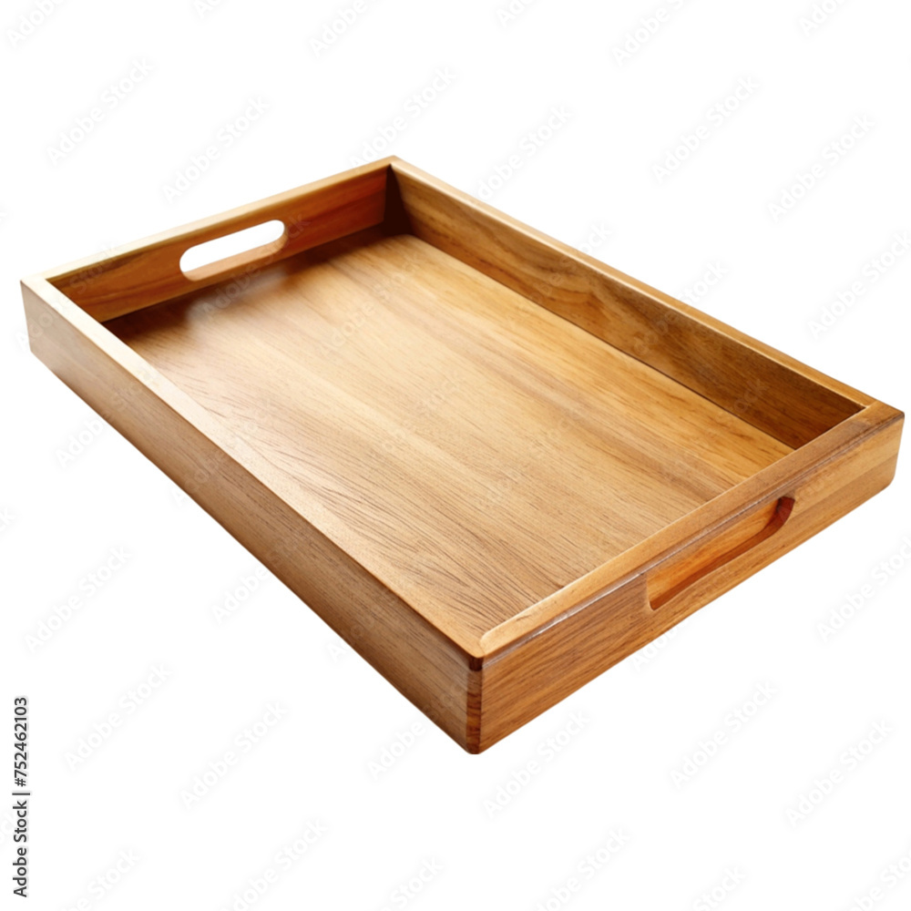 One empty wooden tray isolated on Transparent background. One empty wooden tray isolated on Transparent background.