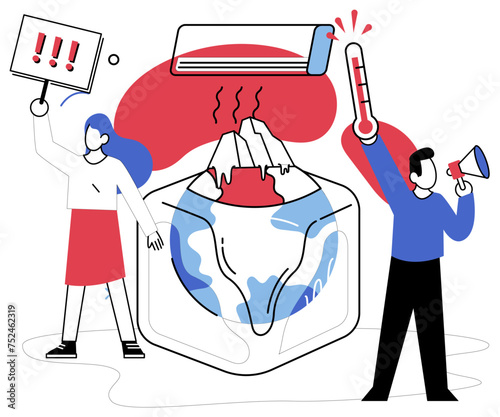 Hot climate vector illustration. Ecosystems grapple with repercussions global warming, manifesting as critical hot climate Natures plea for respite is evident as hot climate challenges stability