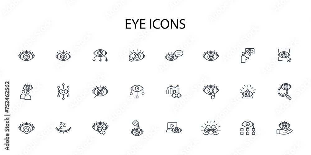 Eye icon set.vector.Editable stroke.linear style sign for use web design,logo.Symbol illustration. Eye icon set.vector.Editable stroke.linear style sign for use web design,logo.Symbol illustration.