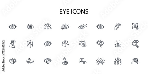 Eye icon set.vector.Editable stroke.linear style sign for use web design,logo.Symbol illustration.