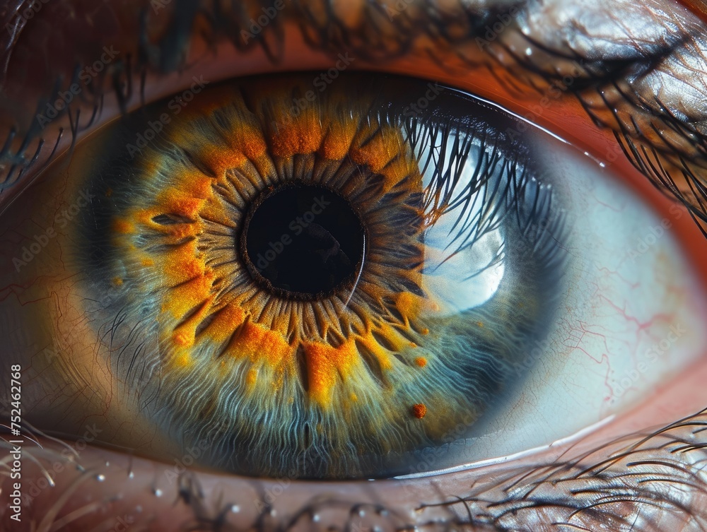 A close-up image of a human eye created specifically for medical contexts. Eye depth and detail. A close-up perspective allows you to examine the eye for medical purposes. AI
