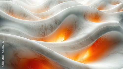 A swirling blend of silver and orange evokes a sense of fluidity and transformation, as if the abstract liquid is constantly shifting and evolving before our eyes, Generative AI photo