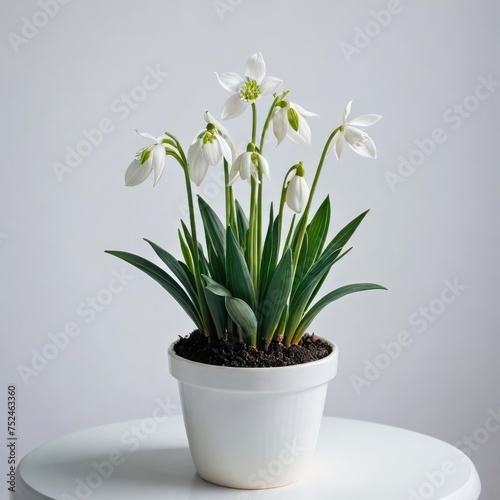 snowdrops in a vase  on white 