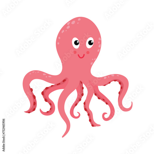 Cute octopus. Funny ocean animal.