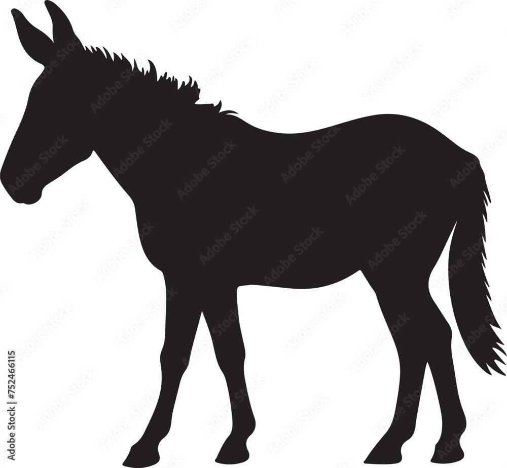 Obraz premium Donkey Silhouette Vector Illustration White Background