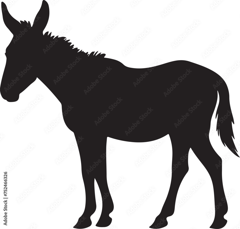Obraz premium Donkey Silhouette Vector Illustration White Background