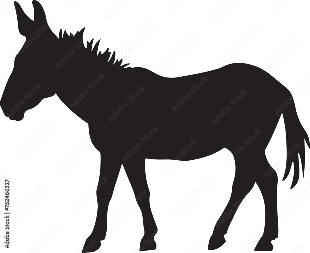 Obraz premium Donkey Silhouette Vector Illustration White Background