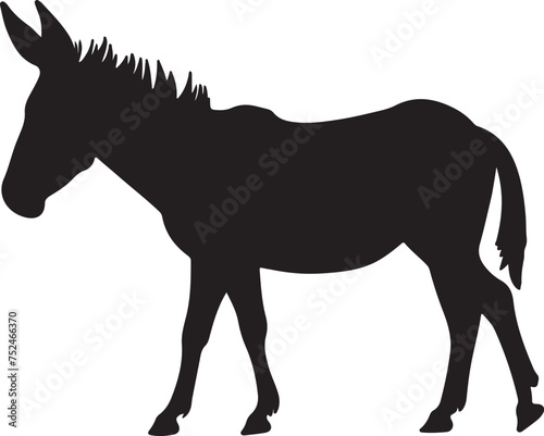Donkey Silhouette Vector Illustration White Background