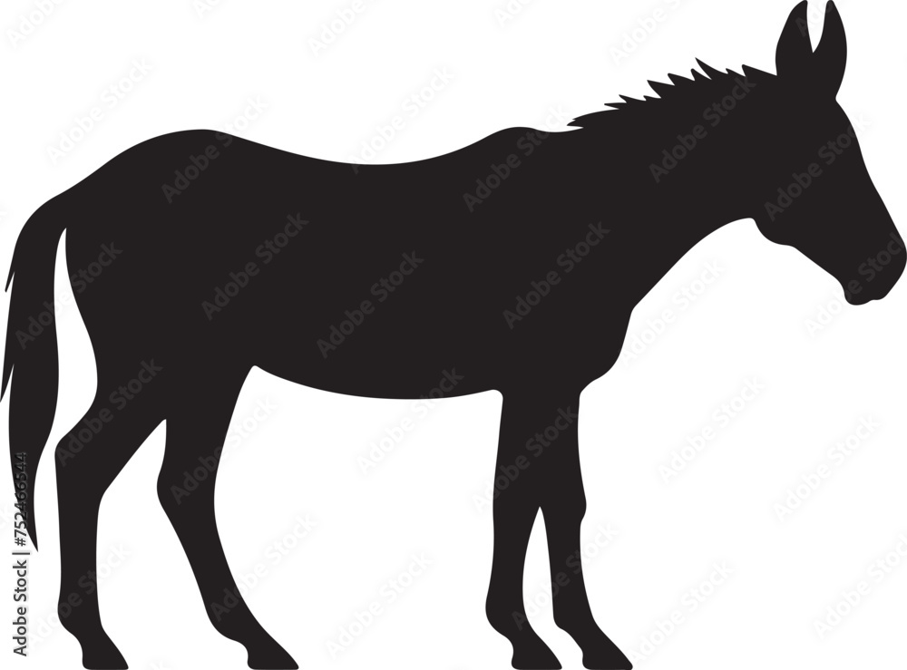 Obraz premium Donkey Silhouette Vector Illustration White Background