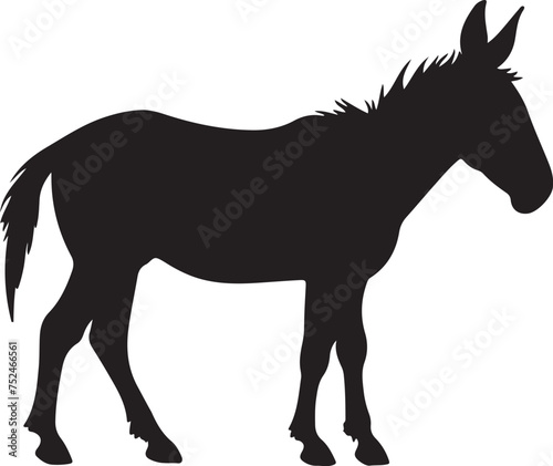 Donkey Silhouette Vector Illustration White Background