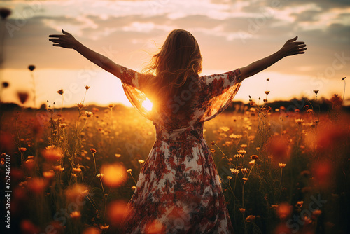 Conceptual Generative AI photo collage of people surrounded by spring vibe sunny day weather nature