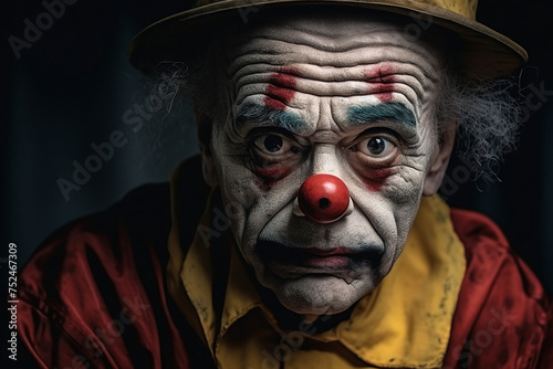 Generative AI picture Abstract modern art illustration circus actors in disguise clown makeup face art