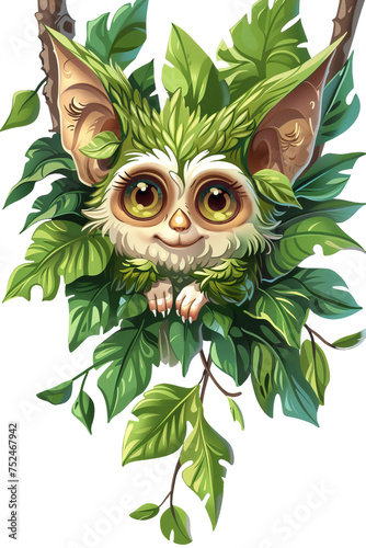 a friendly bush baby sprite isolated on a transparent background  generative ai