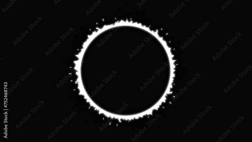 Anime fire circle white color with alpha channel, cartoon fire circle