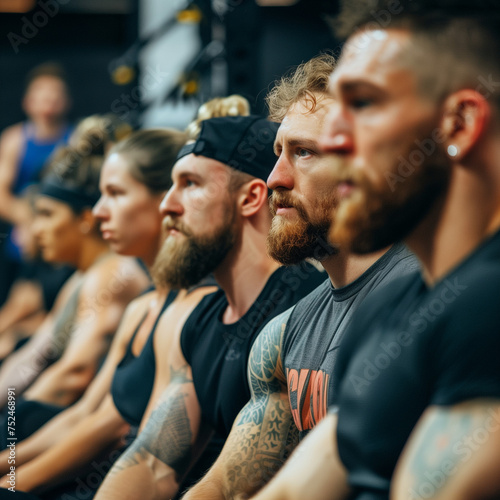 CrossFit Athletes in Gym Listening to Instructions © OZ